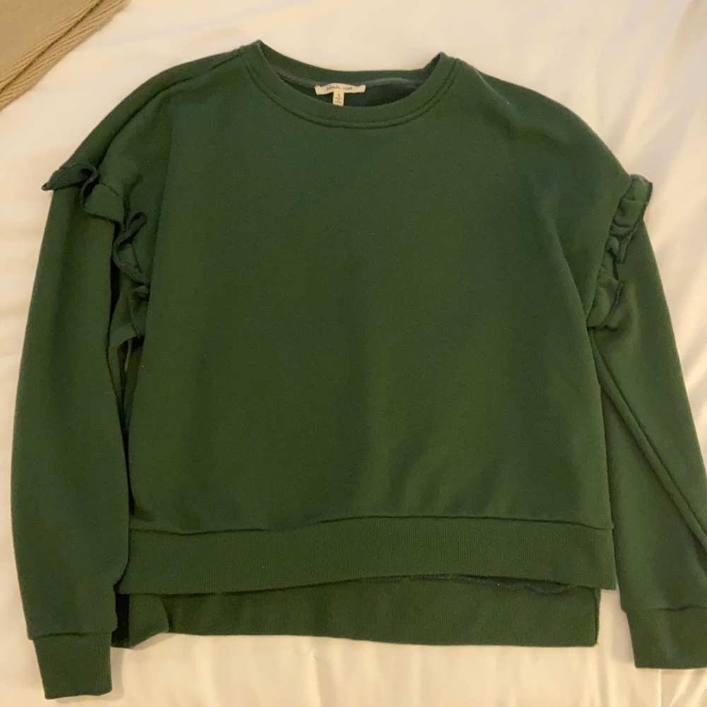 Dark green ruffle sleeve sweater